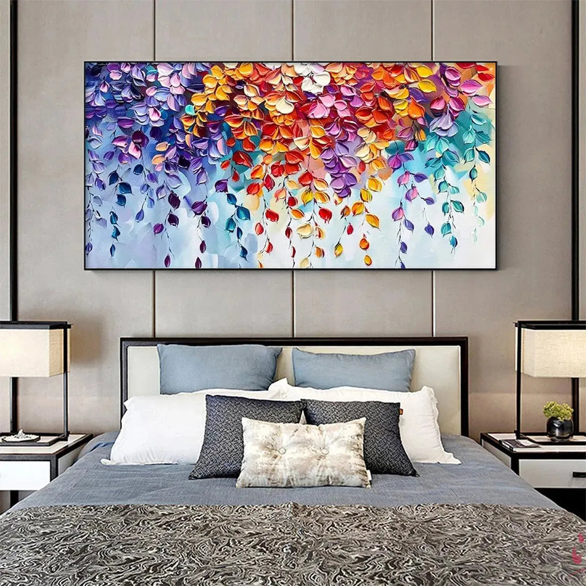 CASCADING COLOR: Textured Floral Impasto Painting - Image 8