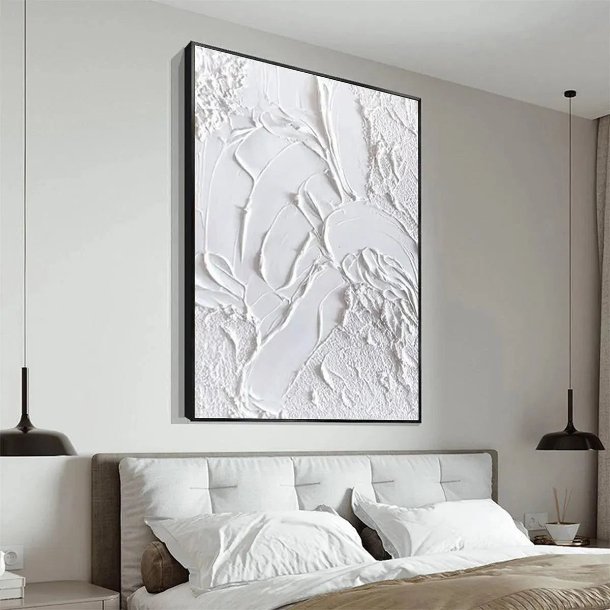 WHITE TEXTURE: Textured Abstract Painting, White Wall Art, Vertical Canvas, Minimalist Decor - Image 8