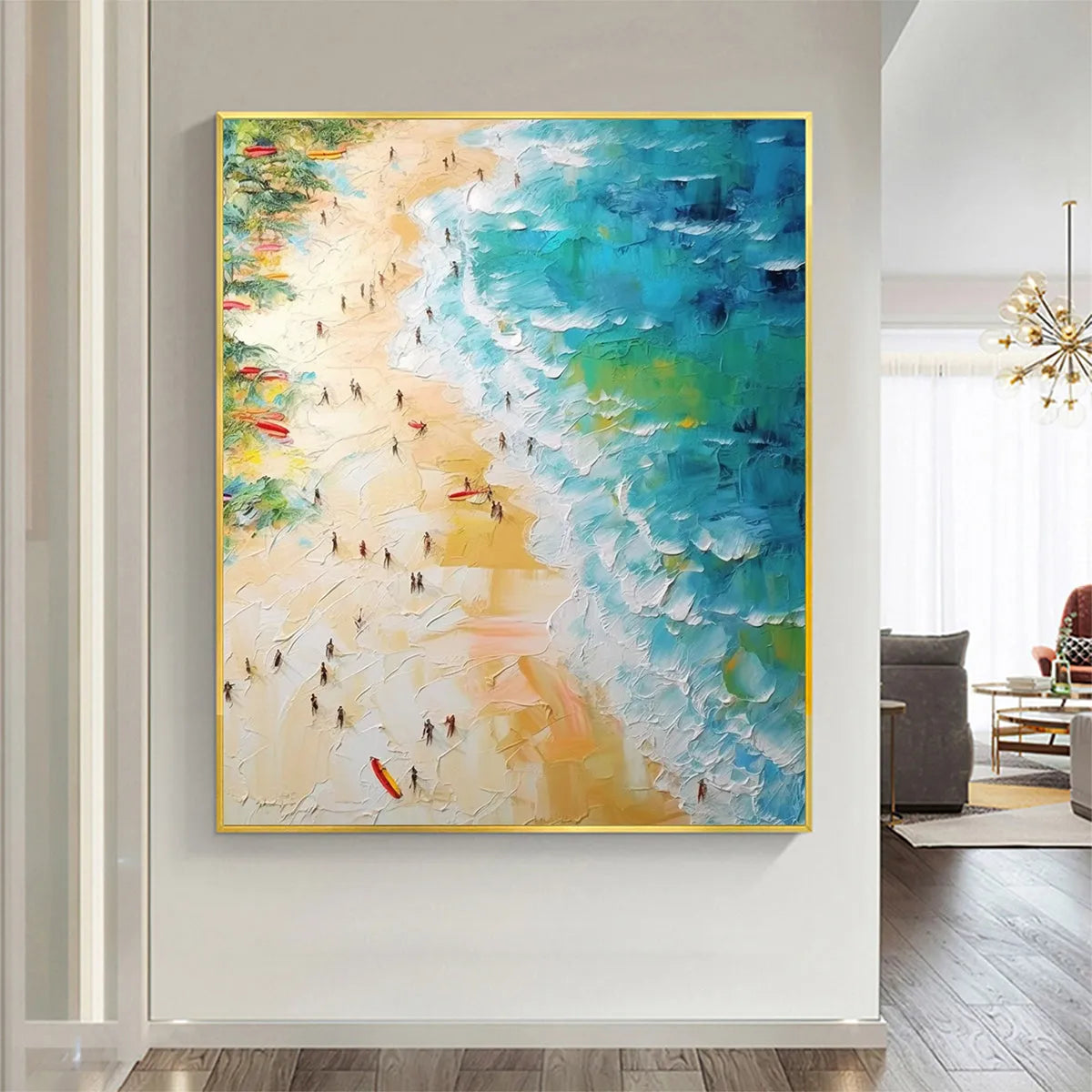 TROPICAL PARADISE: Vertical Impasto Beach Scene Oil Painting - Image 3