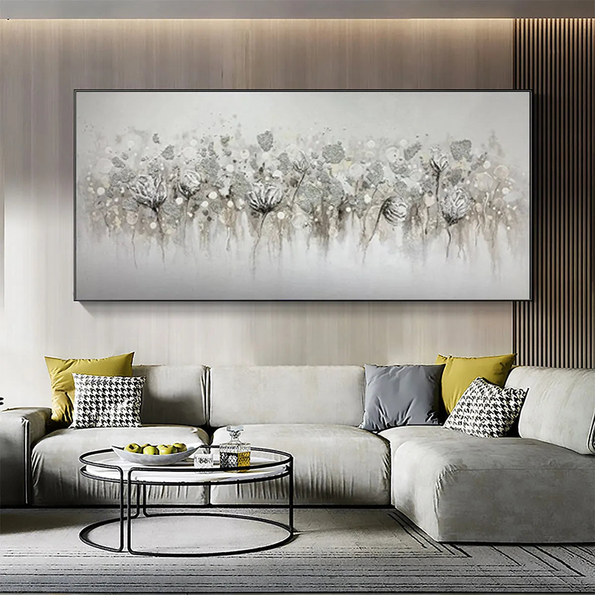 SILVER MIST: Minimalist Floral Oil Painting in Silver and Grey - Image 6