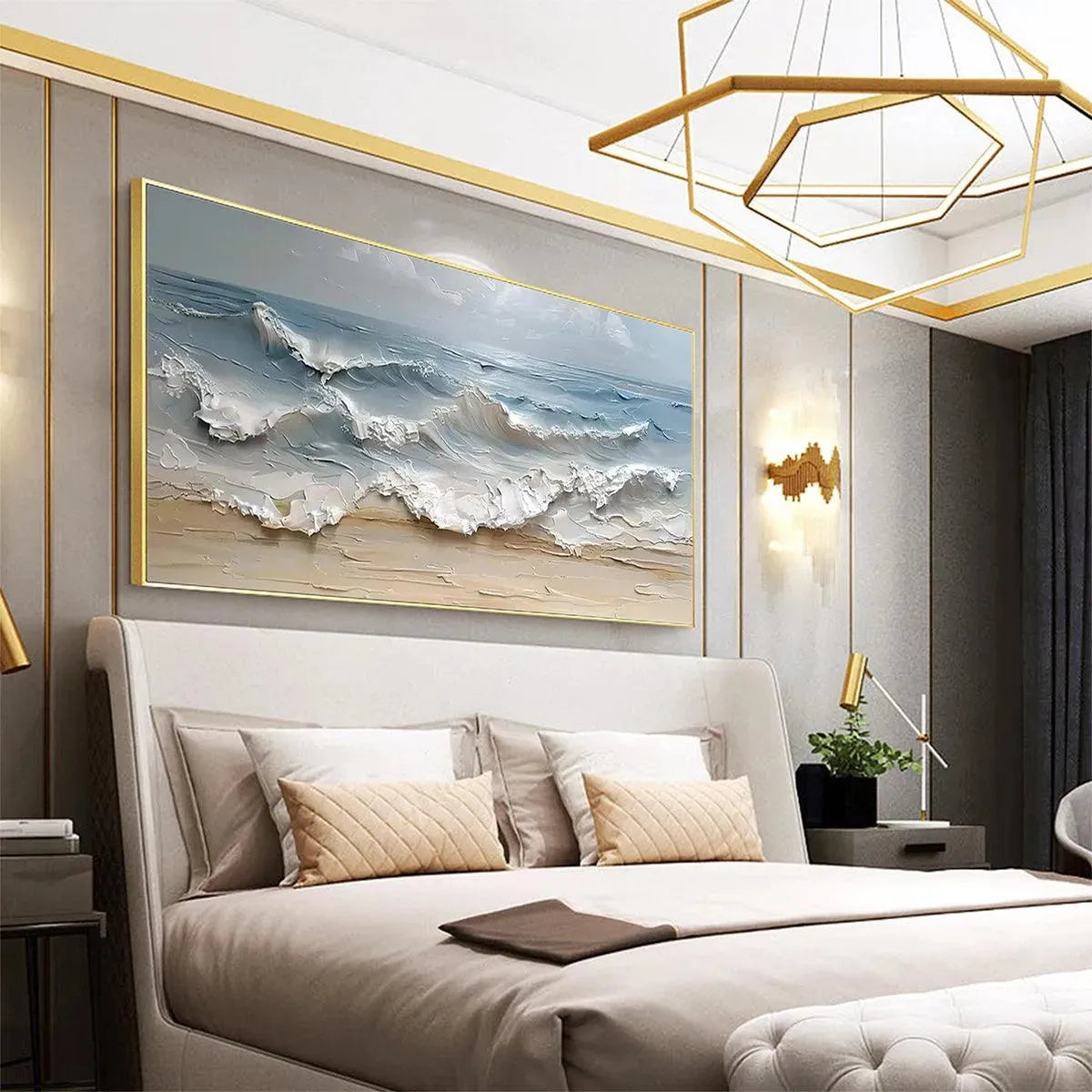 OCEAN'S EMBRACE: Textured Seascape Painting, Impasto Wall Art, Horizontal Canvas, Ocean Decor - Image 5