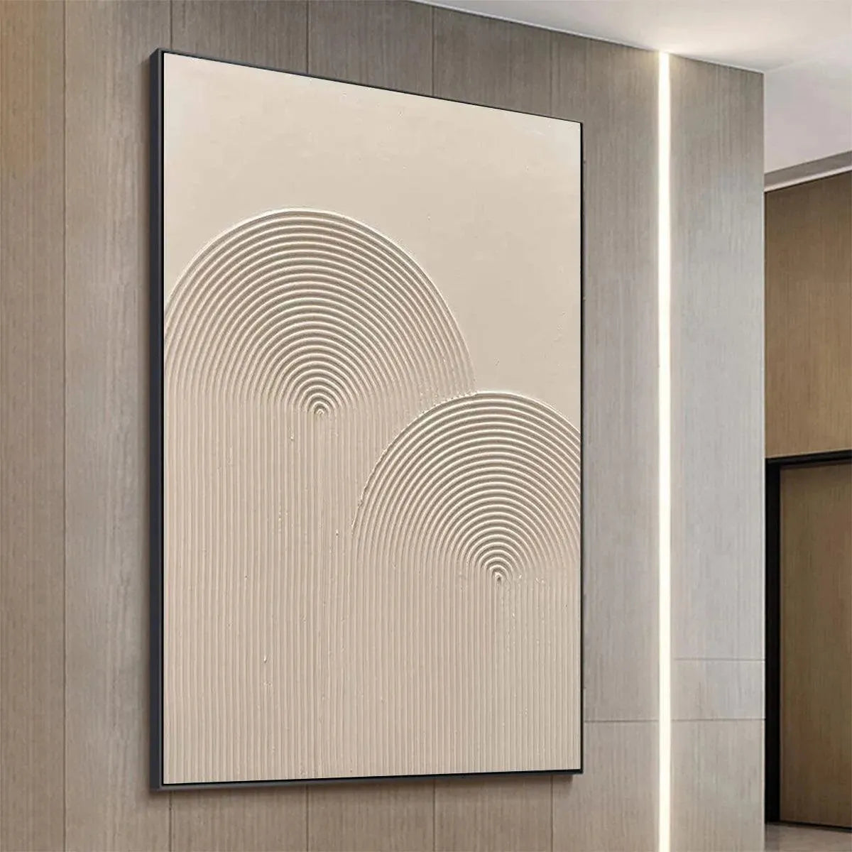 TEXTURED RAINBOW: Minimalist Textured Painting in Beige - Image 7