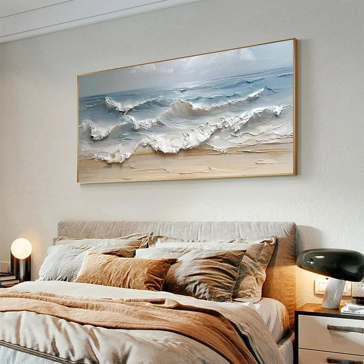 OCEAN'S EMBRACE: Textured Seascape Painting, Impasto Wall Art, Horizontal Canvas, Ocean Decor - Image 7