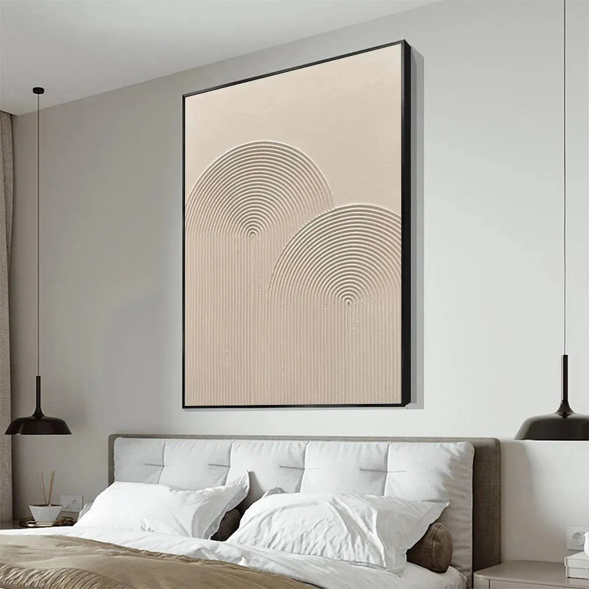 TEXTURED RAINBOW: Minimalist Textured Painting in Beige - Image 8