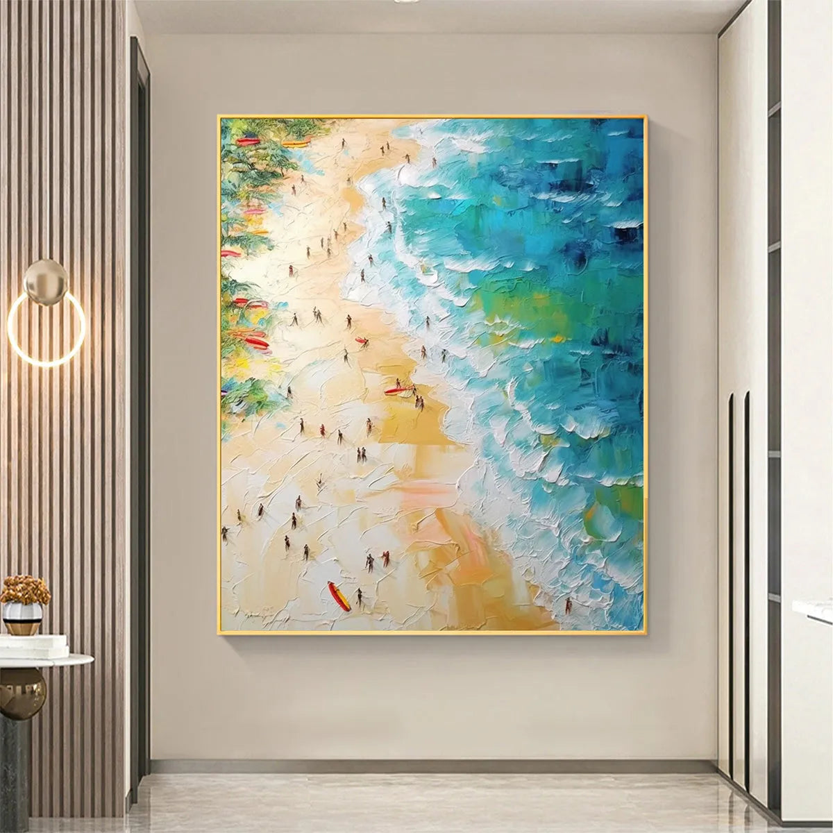 TROPICAL PARADISE: Vertical Impasto Beach Scene Oil Painting - Image 5