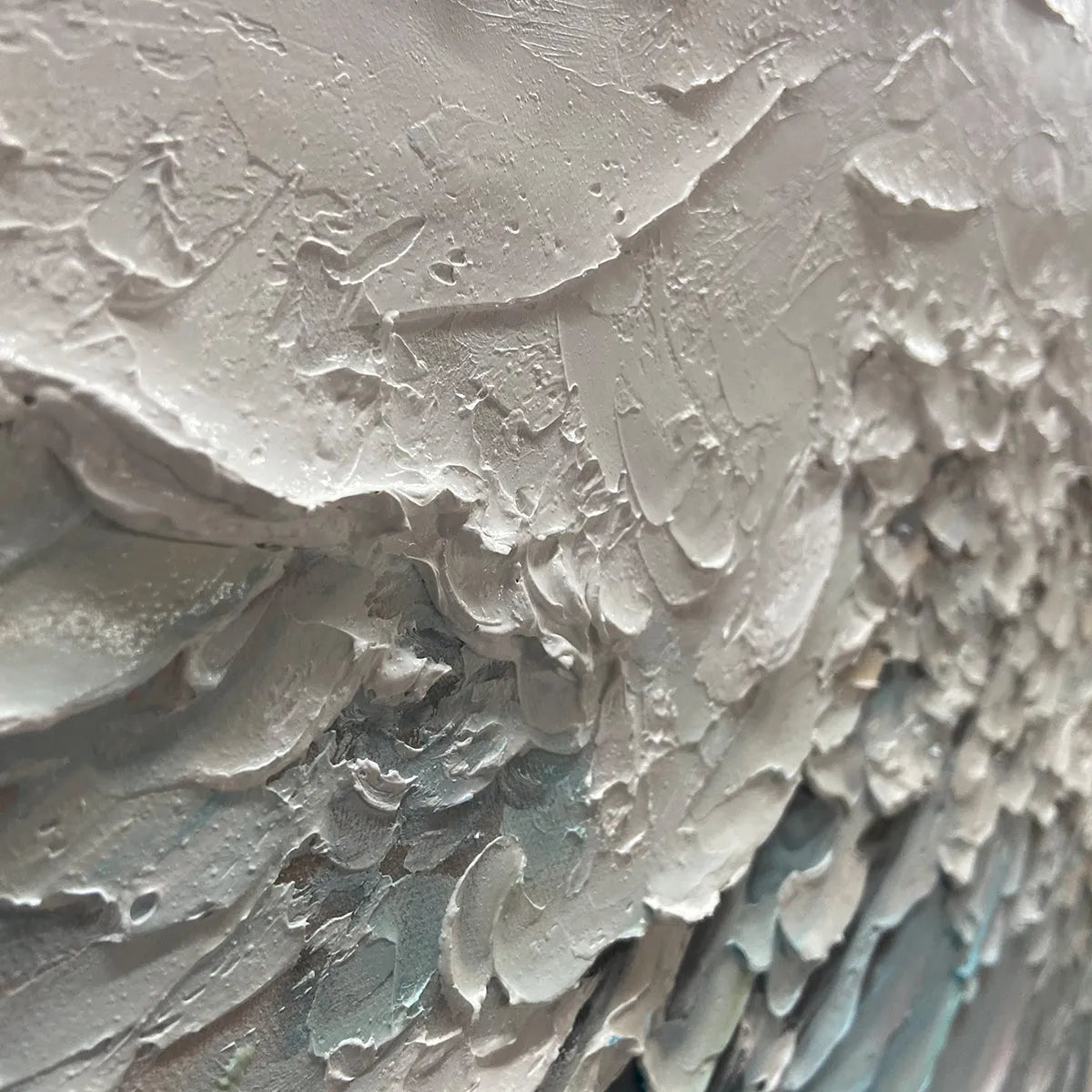 SERENE SEASCAPE: Panoramic Textured Abstract Painting, Impasto Wall Art, Blue, White, Beige, Living Room, Bedroom - Image 7