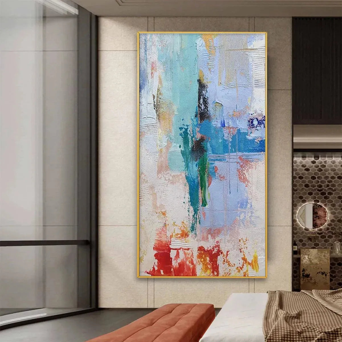 ABSTRACT SYMPHONY: Textured Painting, Colorful Wall Art, Modern Abstract, Vertical Canvas - Image 7