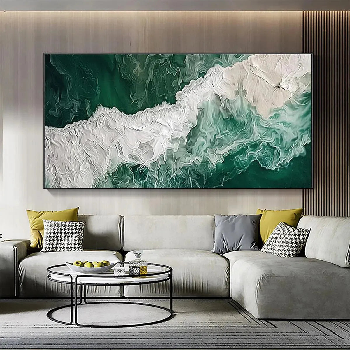EMERALD FLOW: Abstract Ocean Painting, Horizontal Wall Art - Image 2