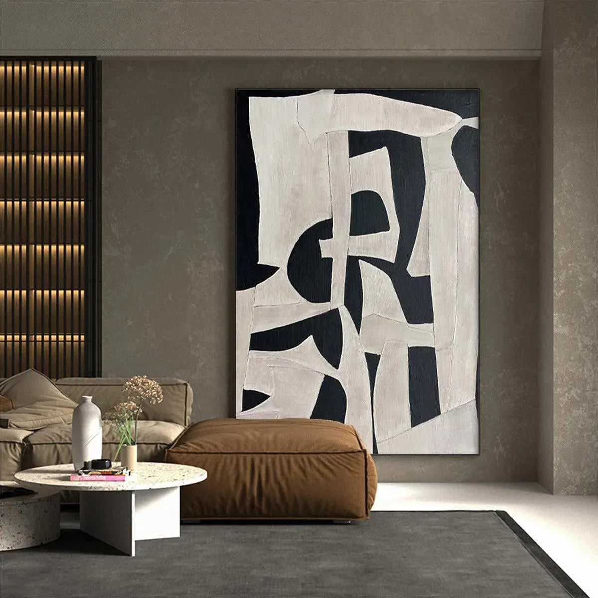 BLACK AND WHITE ABSTRACT: Minimalist Abstract Painting - Image 8