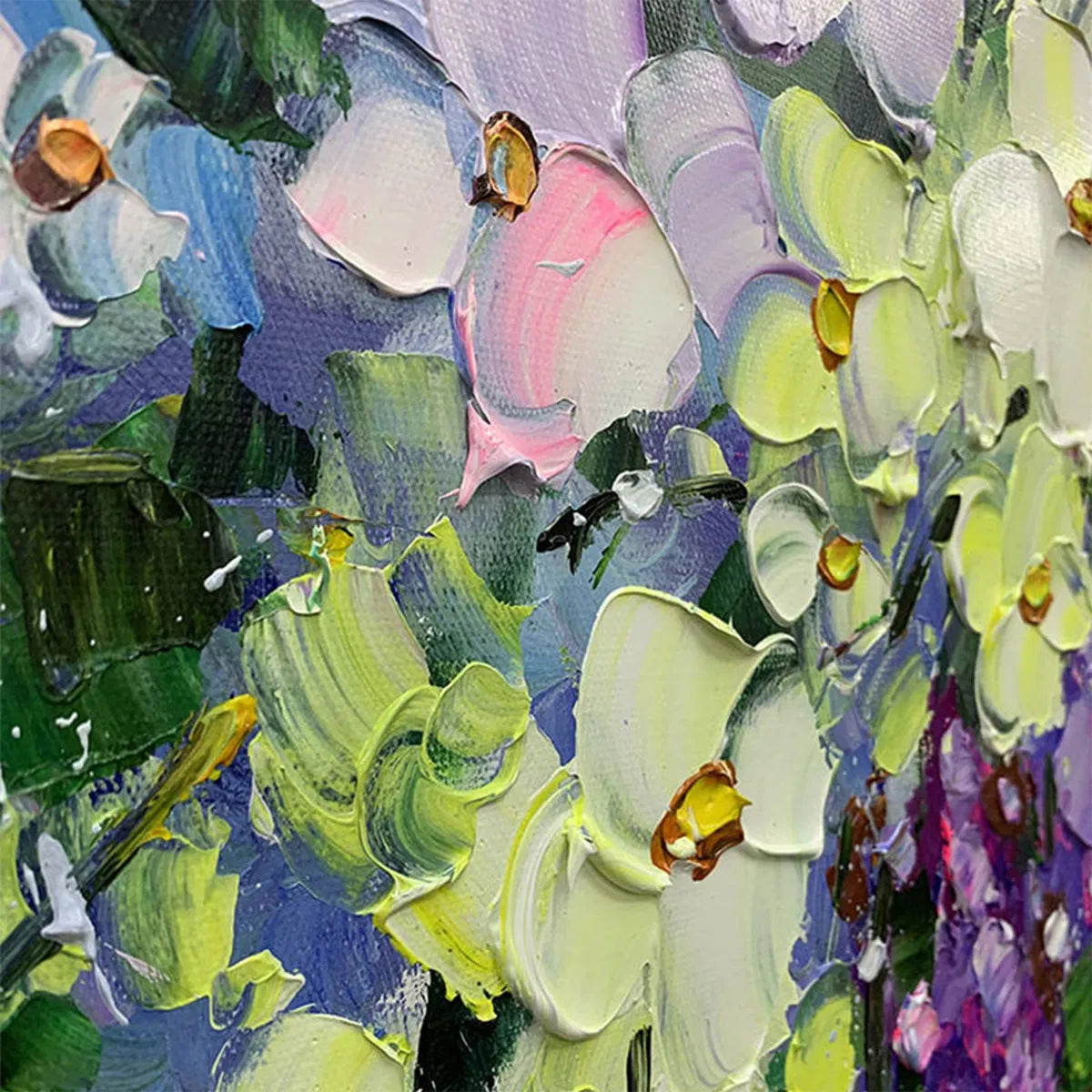 SERENITY IN PURPLE: Vertical Impasto Floral Oil Painting - Image 3