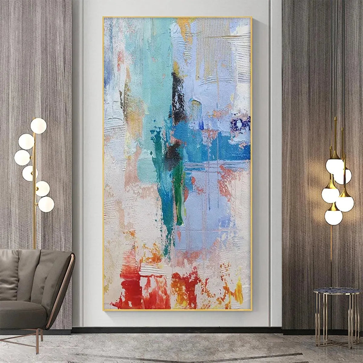 ABSTRACT SYMPHONY: Textured Painting, Colorful Wall Art, Modern Abstract, Vertical Canvas - Image 2