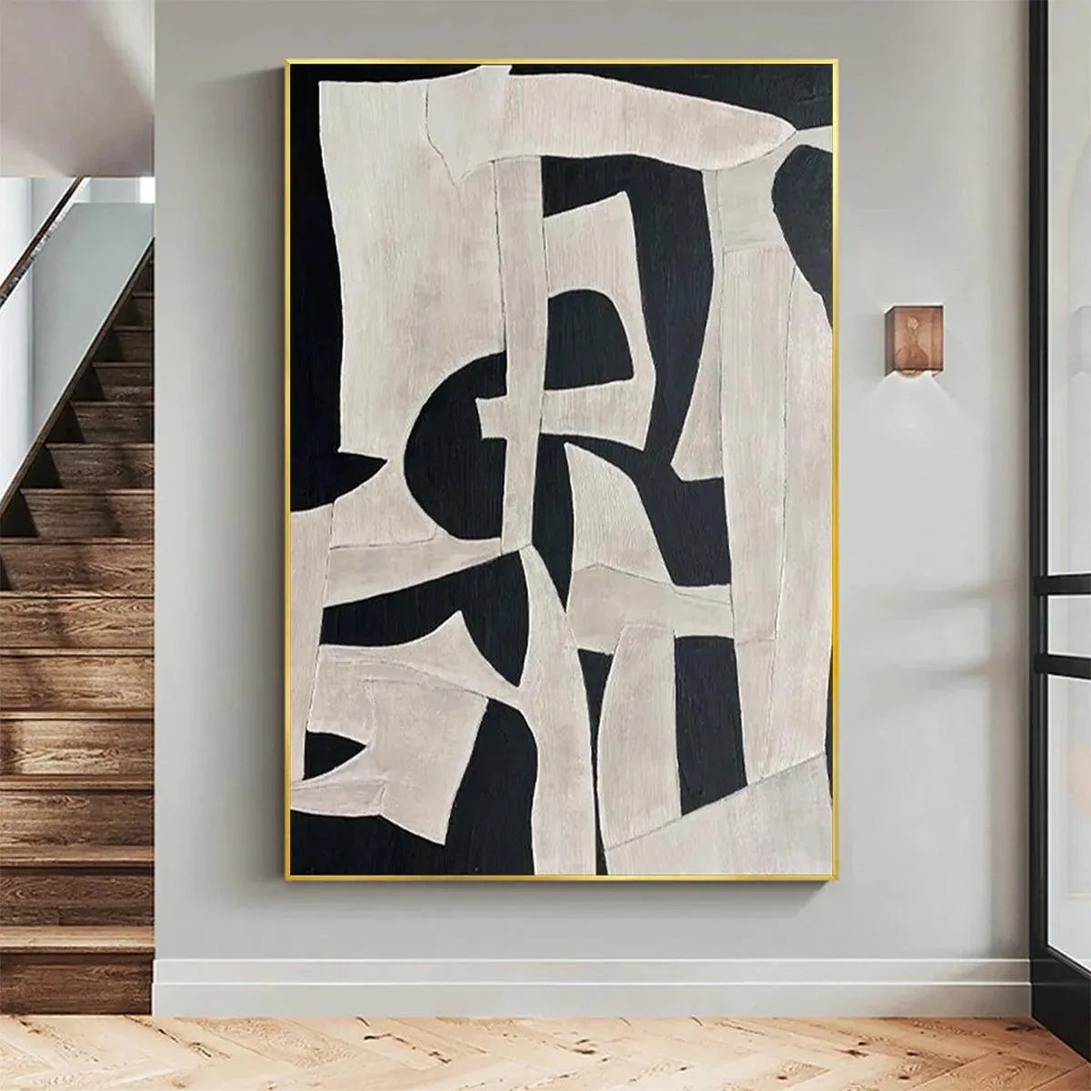 BLACK AND WHITE ABSTRACT: Minimalist Abstract Painting - Image 5