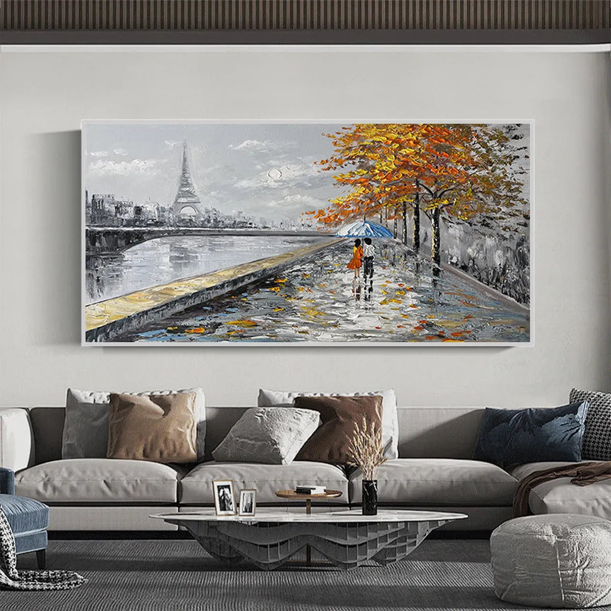 PARISIAN AUTUMN STROLL: Romantic Cityscape Oil Painting with Eiffel Tower - Image 6