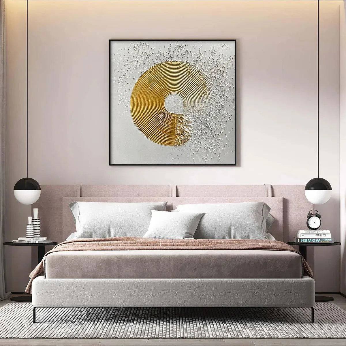 GOLDEN HARMONY: Textured Gold and White Abstract Painting, Square Wall Art - Image 6