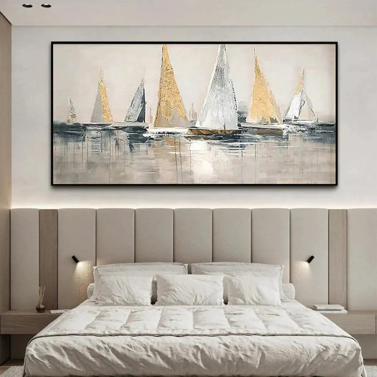 GOLDEN REGATTA: Panoramic Sailboat Painting - Image 6