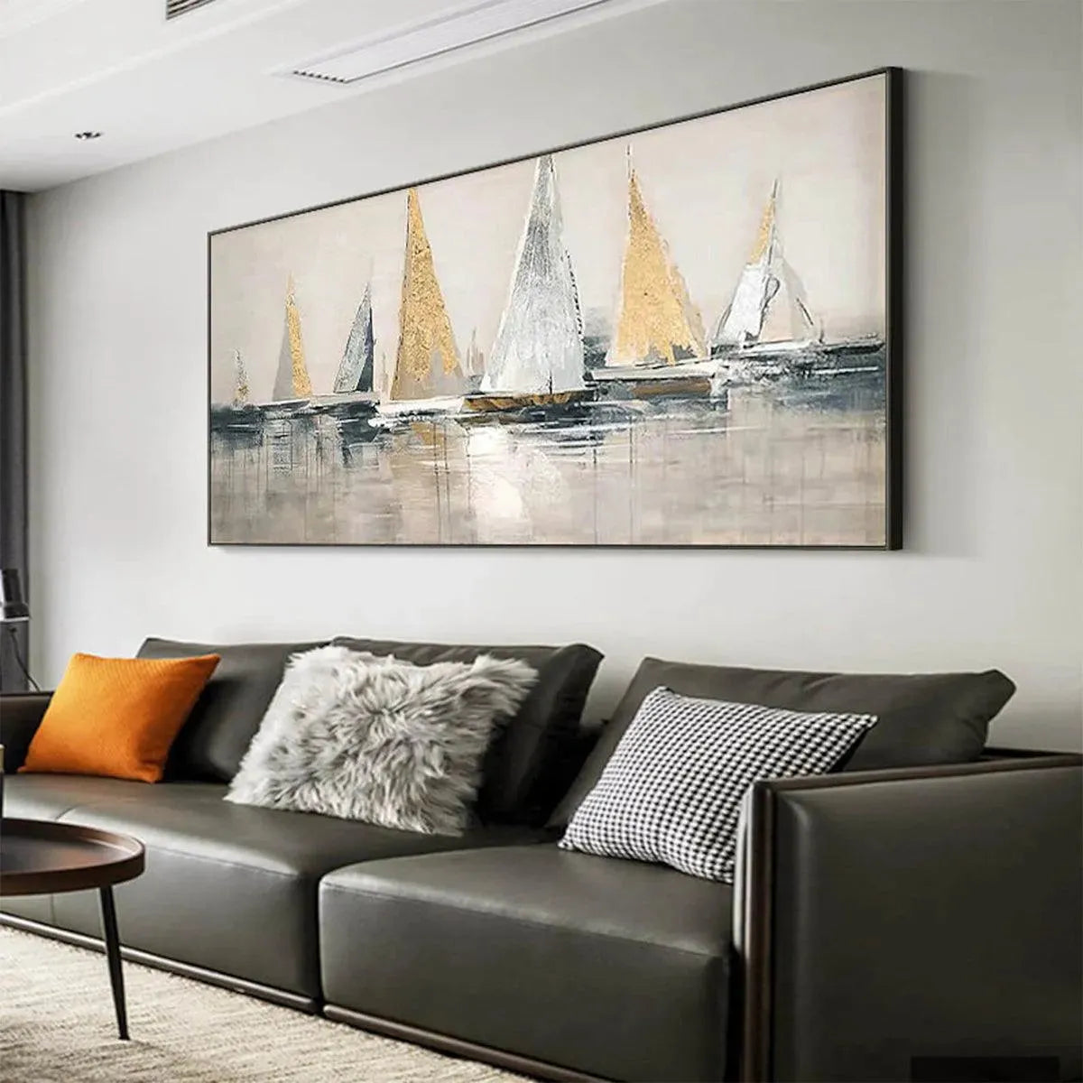 GOLDEN REGATTA: Panoramic Sailboat Painting - Image 7