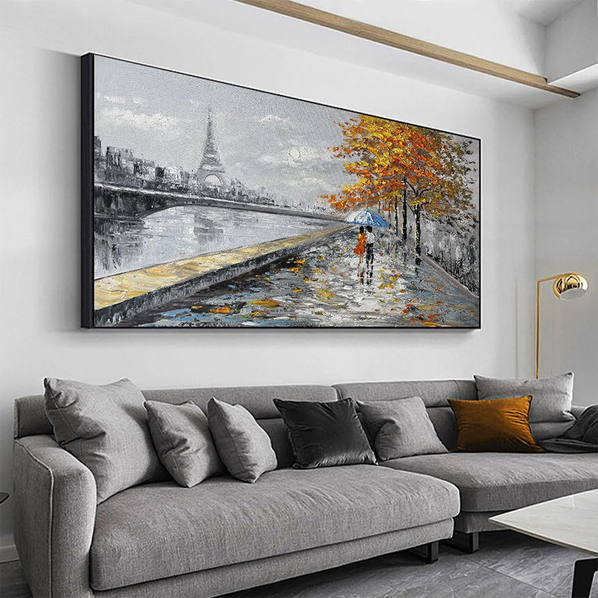 PARISIAN AUTUMN STROLL: Romantic Cityscape Oil Painting with Eiffel Tower - Image 8