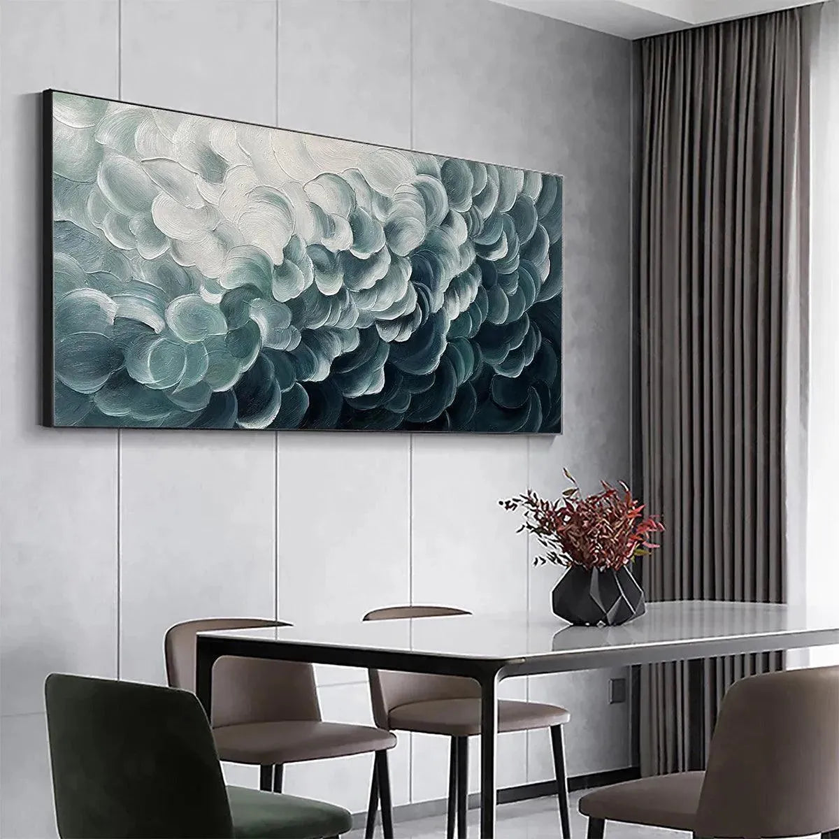 MEDITERRANEAN BREEZE: Abstract Teal White Impasto Oil Painting - Image 7