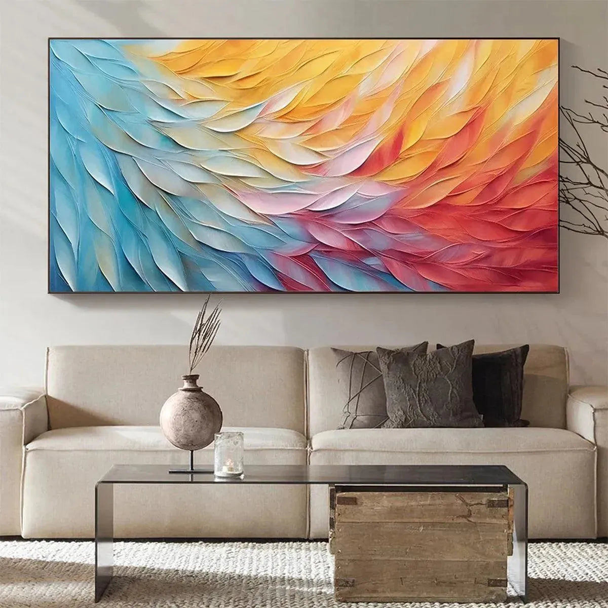 GOLDEN WAVES: Textured Abstract Painting, Horizontal Wall Art - Image 4