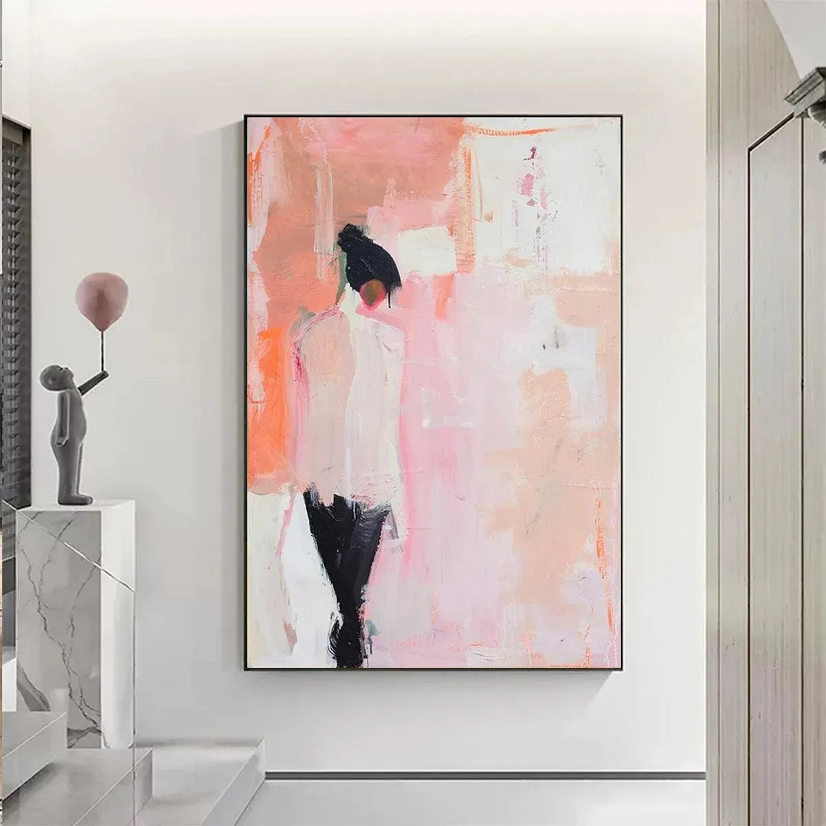 PINK ABSTRACT: Figurative Painting, Pastel Wall Art, Modern Decor, Vertical Canvas - Image 2