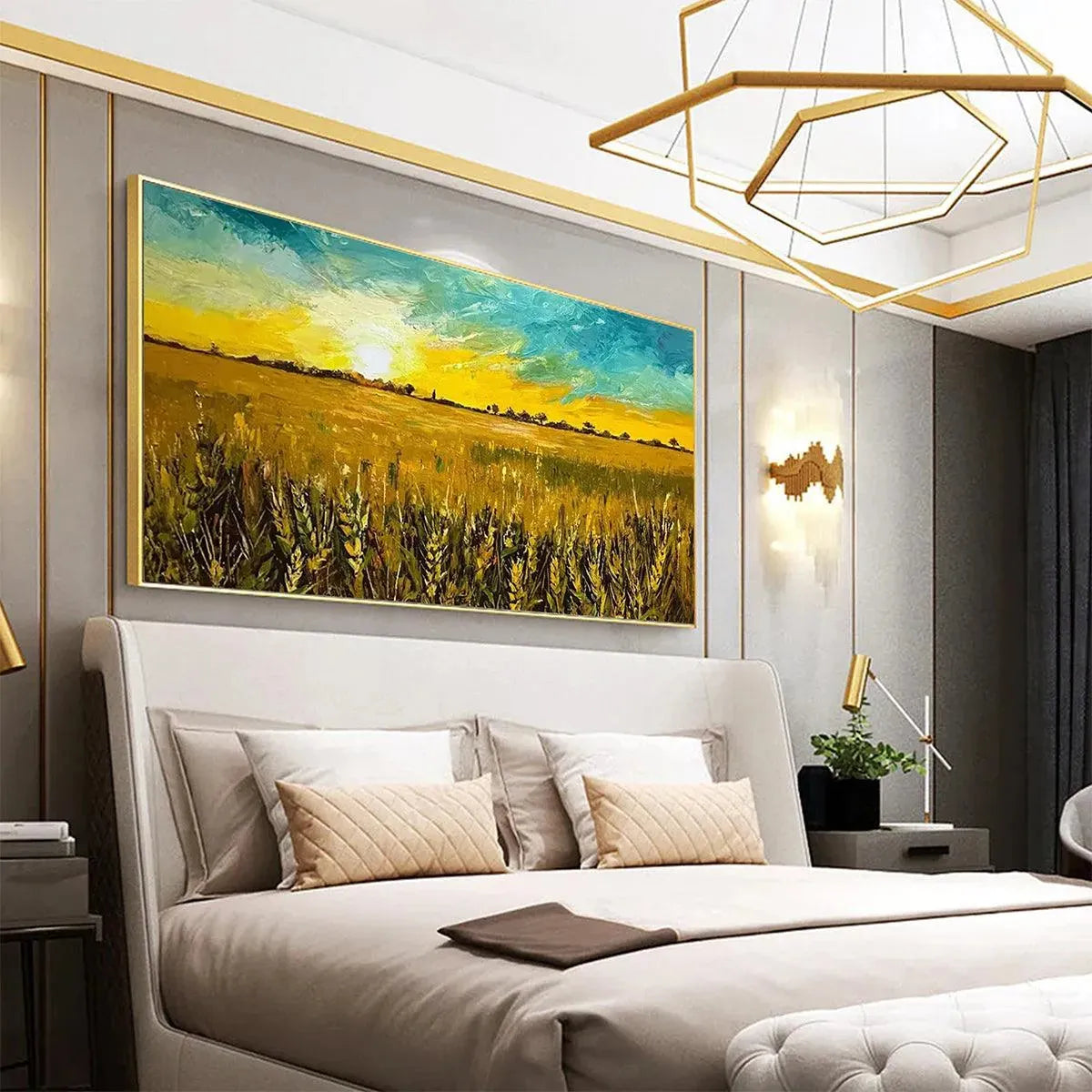 GOLDEN SUNSET FIELD: Landscape Painting of a Wheat Field at Sunset - Image 4