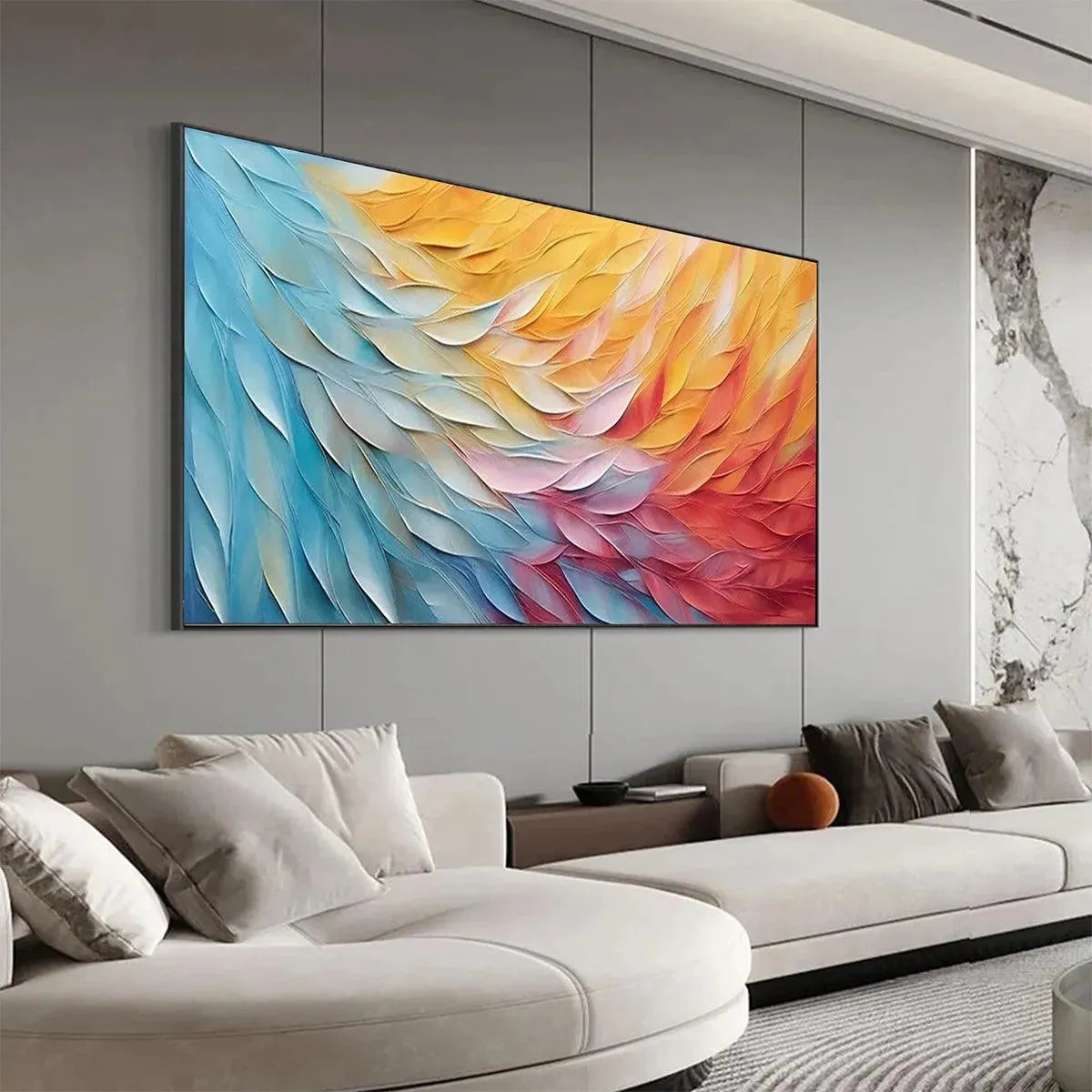 GOLDEN WAVES: Textured Abstract Painting, Horizontal Wall Art - Image 5