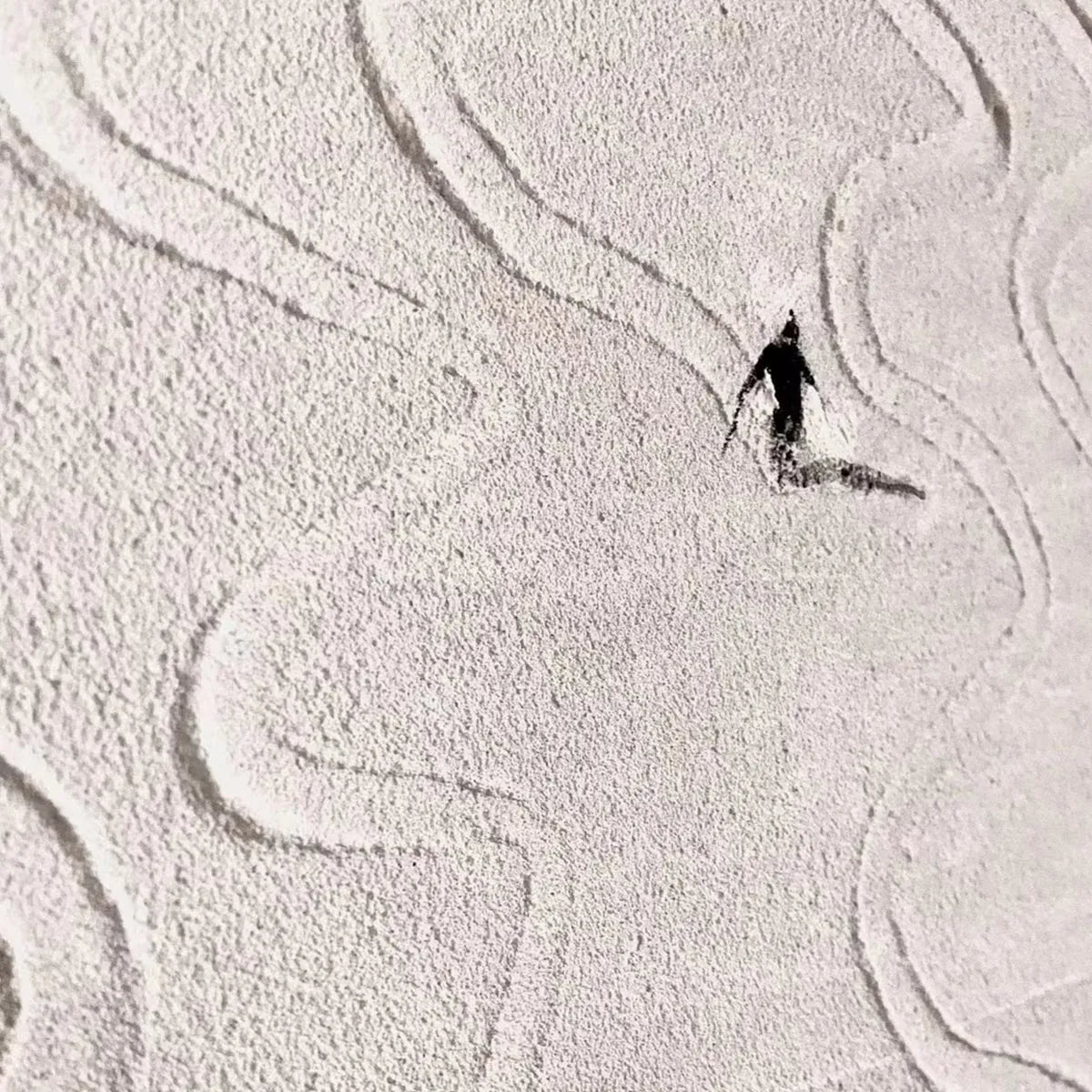 SNOW DANCE: Minimalist Skiing Painting on Textured Square Canvas - Image 3
