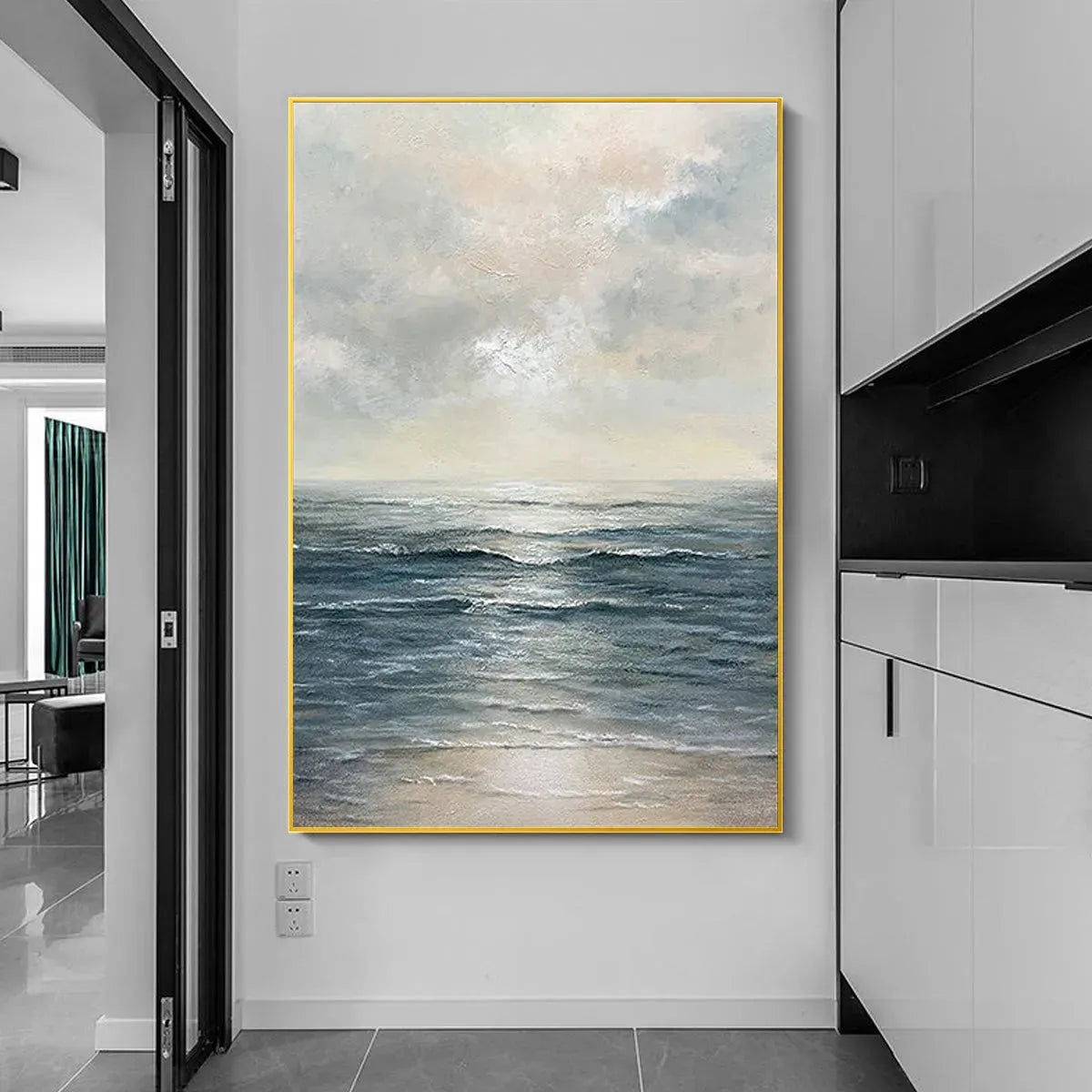 TRANQUIL SHORES: Serene Coastal Landscape Oil Painting - Image 2