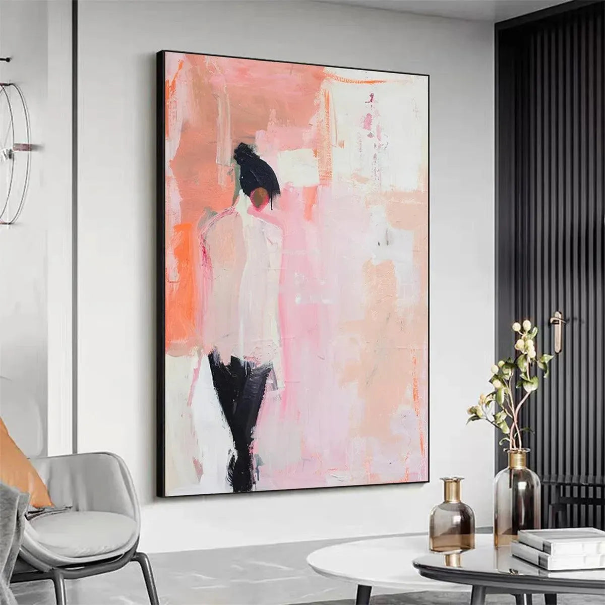 PINK ABSTRACT: Figurative Painting, Pastel Wall Art, Modern Decor, Vertical Canvas - Image 4