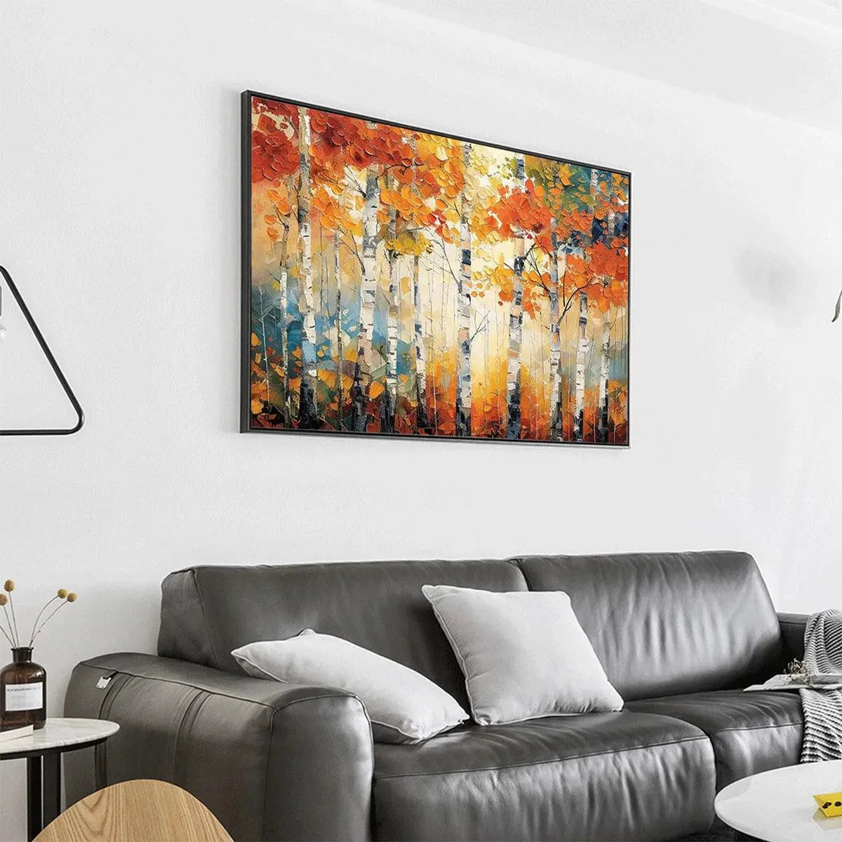 AUTUMN ASPEN: Textured Forest Painting, Impasto Wall Art, Horizontal Canvas, Fall Decor - Image 5