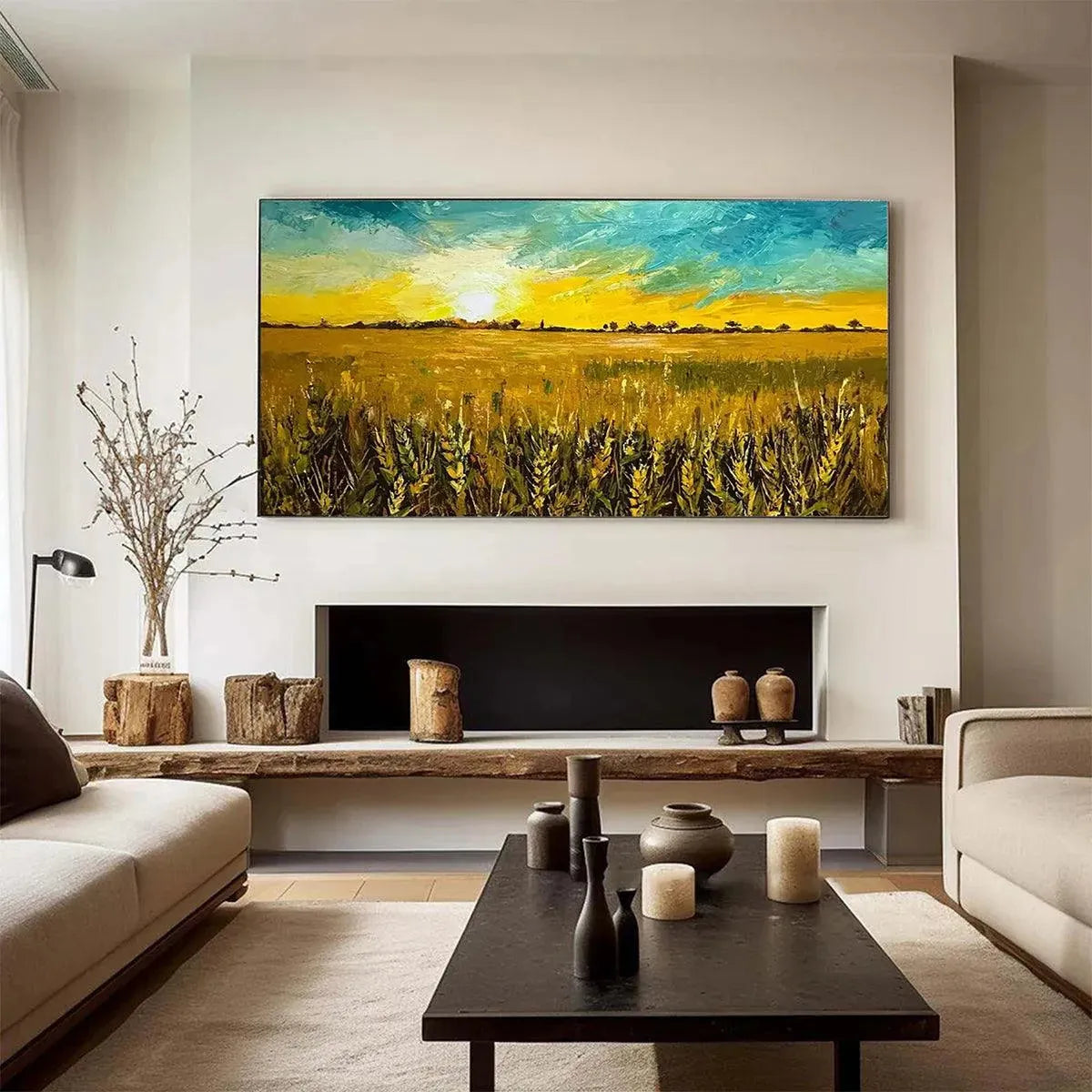 GOLDEN SUNSET FIELD: Landscape Painting of a Wheat Field at Sunset - Image 6