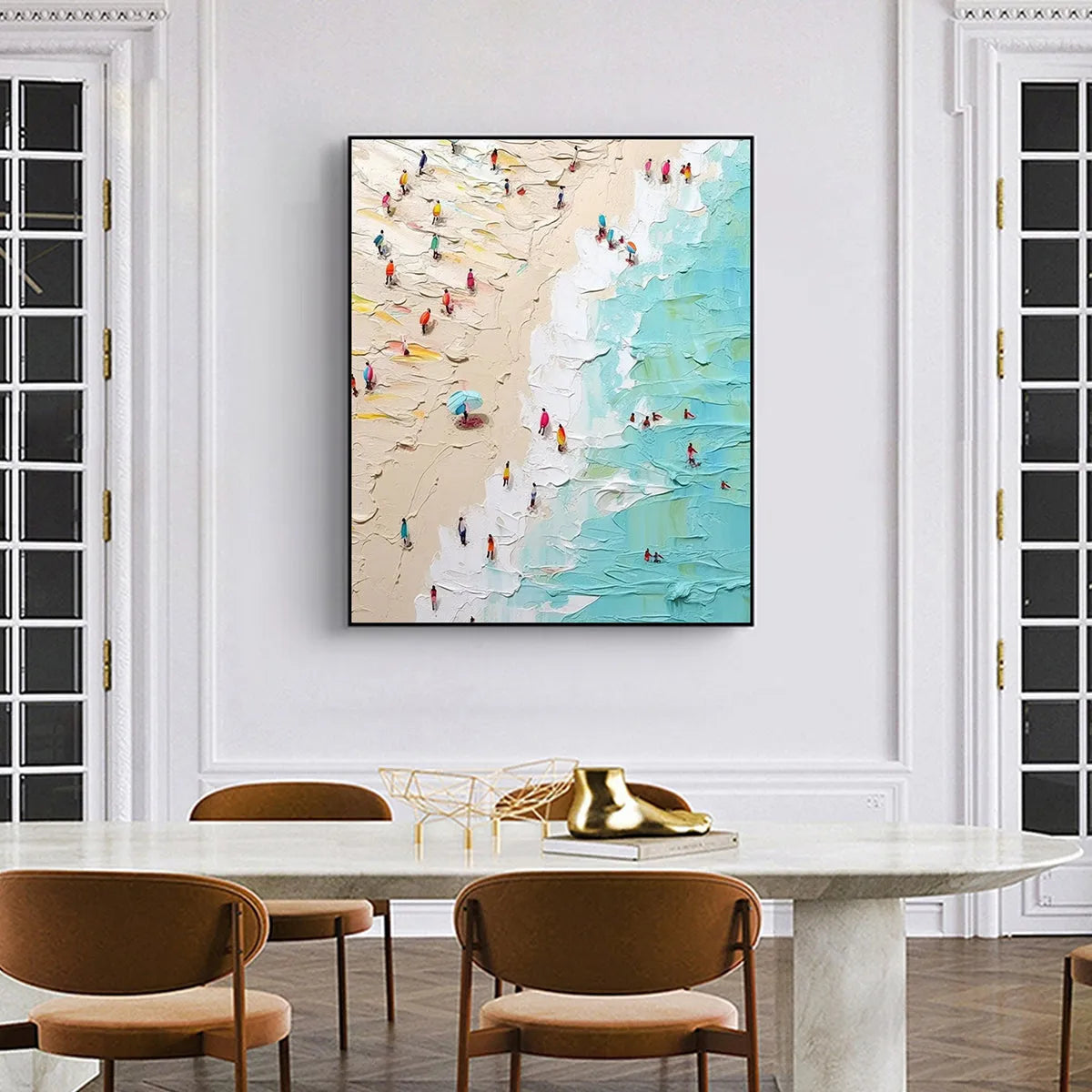 SUMMER HOLIDAY: Colorful Impasto Beach Scene Oil Painting - Image 2
