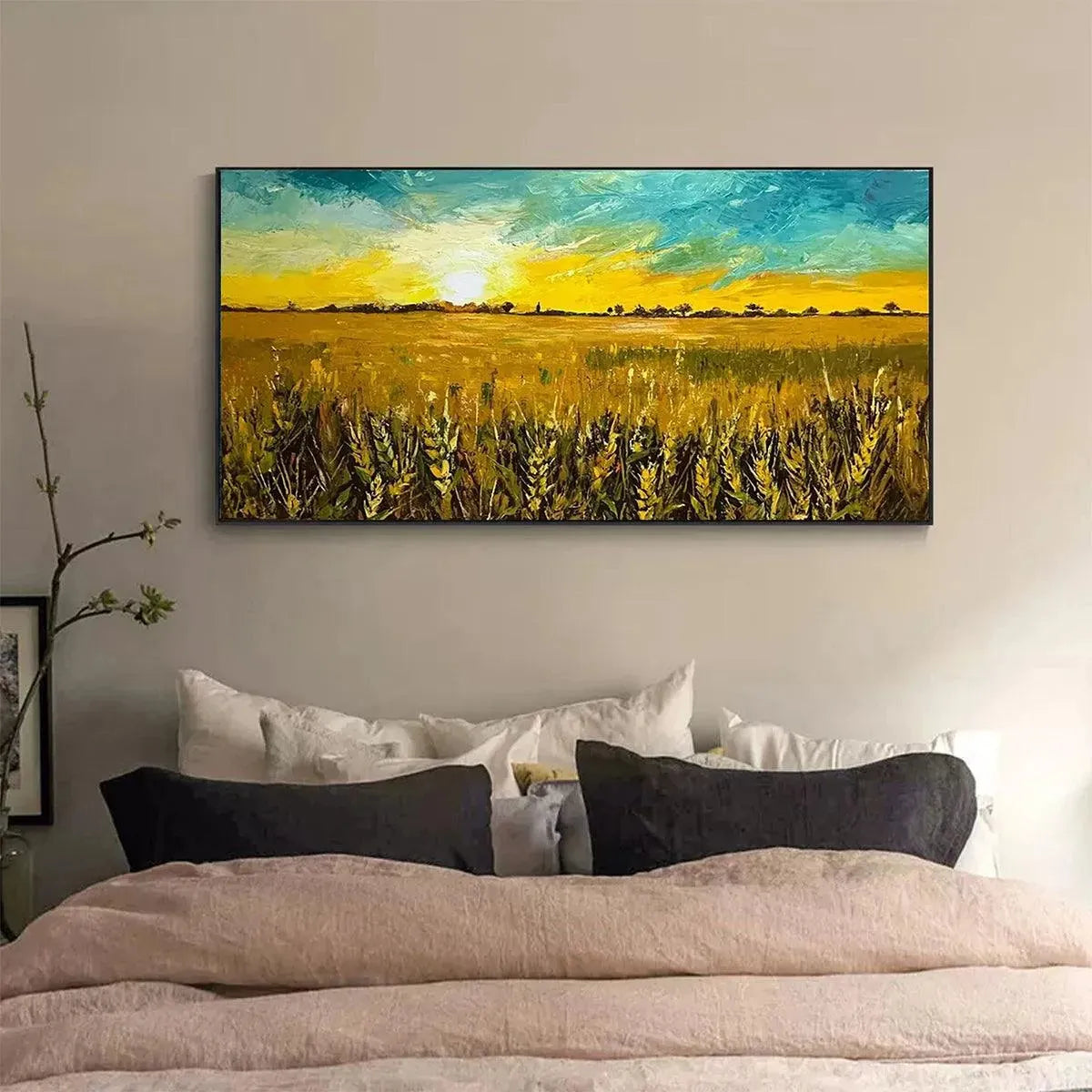 GOLDEN SUNSET FIELD: Landscape Painting of a Wheat Field at Sunset - Image 8