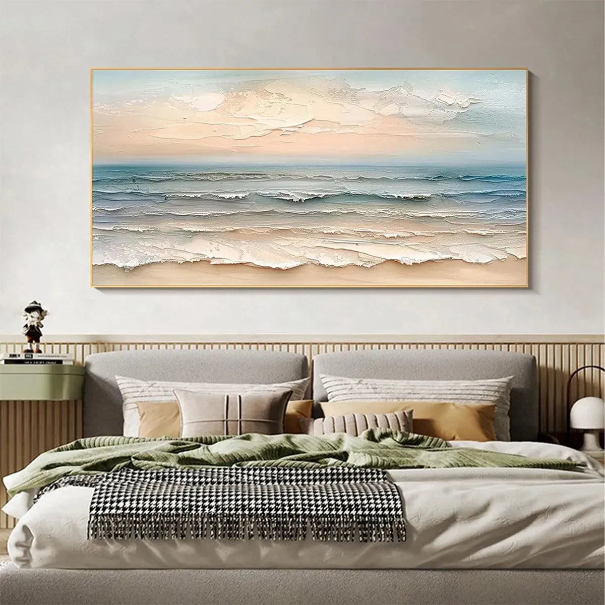 COASTAL SERENITY: Textured Seascape Painting, Impasto Wall Art, Horizontal Canvas, Beach Decor - Image 2