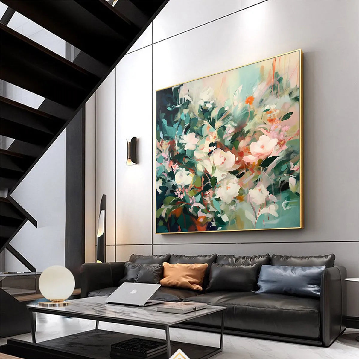 SECRET GARDEN: Square Impressionistic Floral Oil Painting in Soft Hues - Image 6
