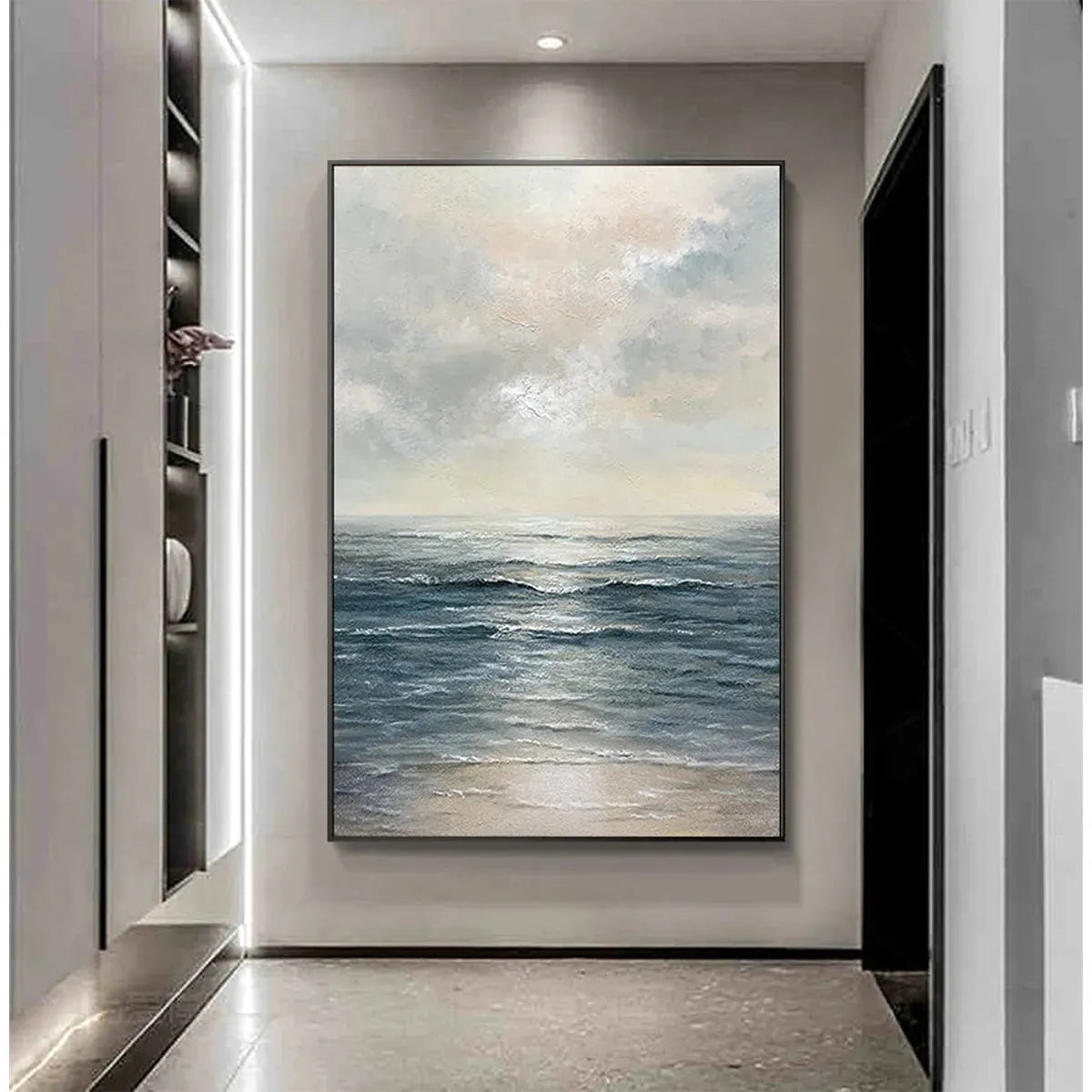 TRANQUIL SHORES: Serene Coastal Landscape Oil Painting - Image 5