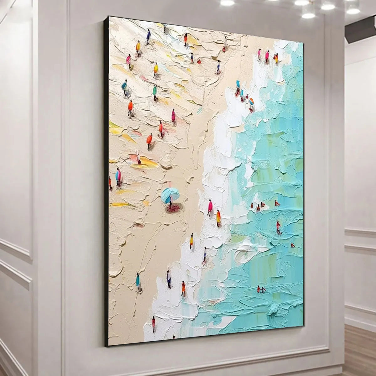 SUMMER HOLIDAY: Colorful Impasto Beach Scene Oil Painting - Image 6