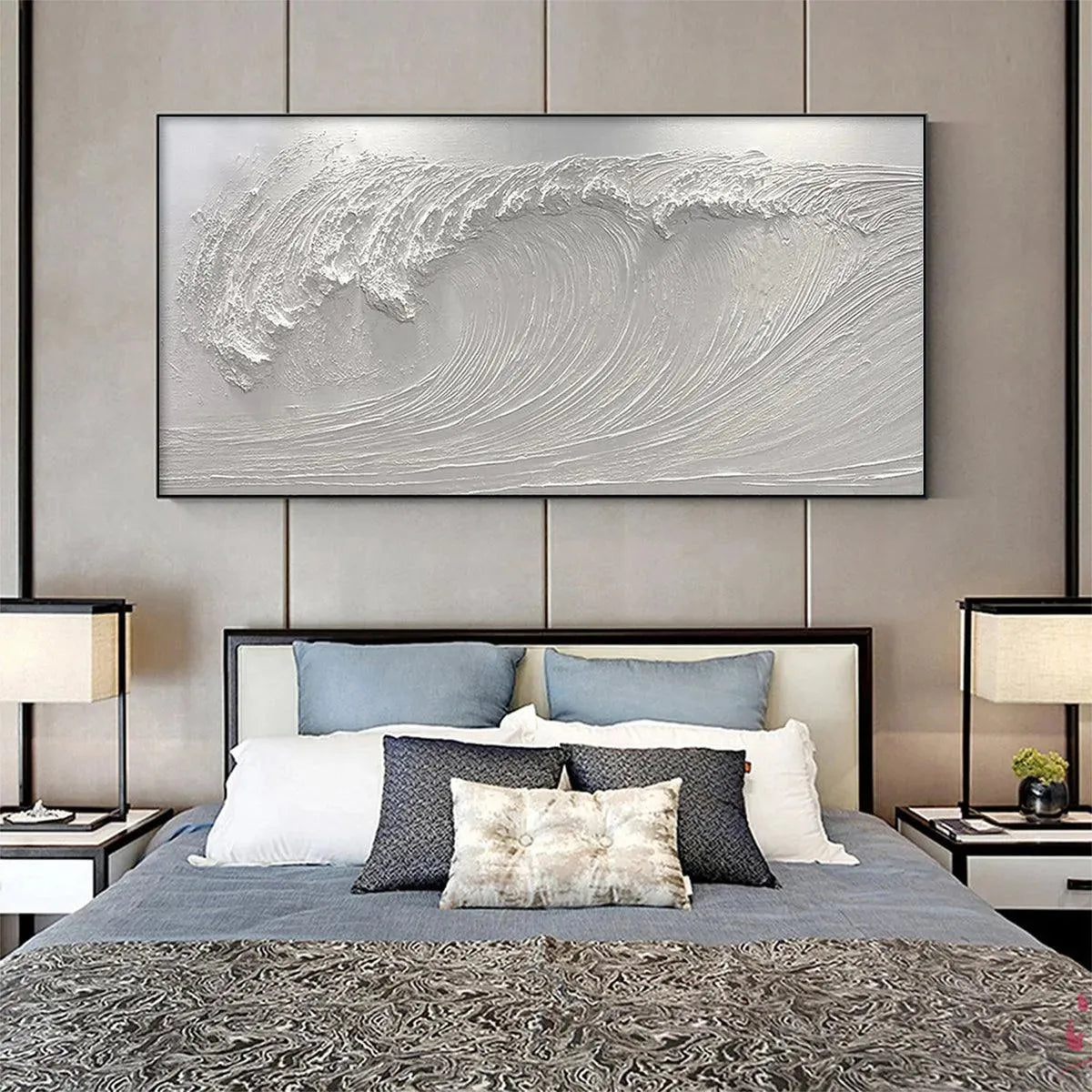 FROZEN TIDE: Textured White Wave Painting - Image 6