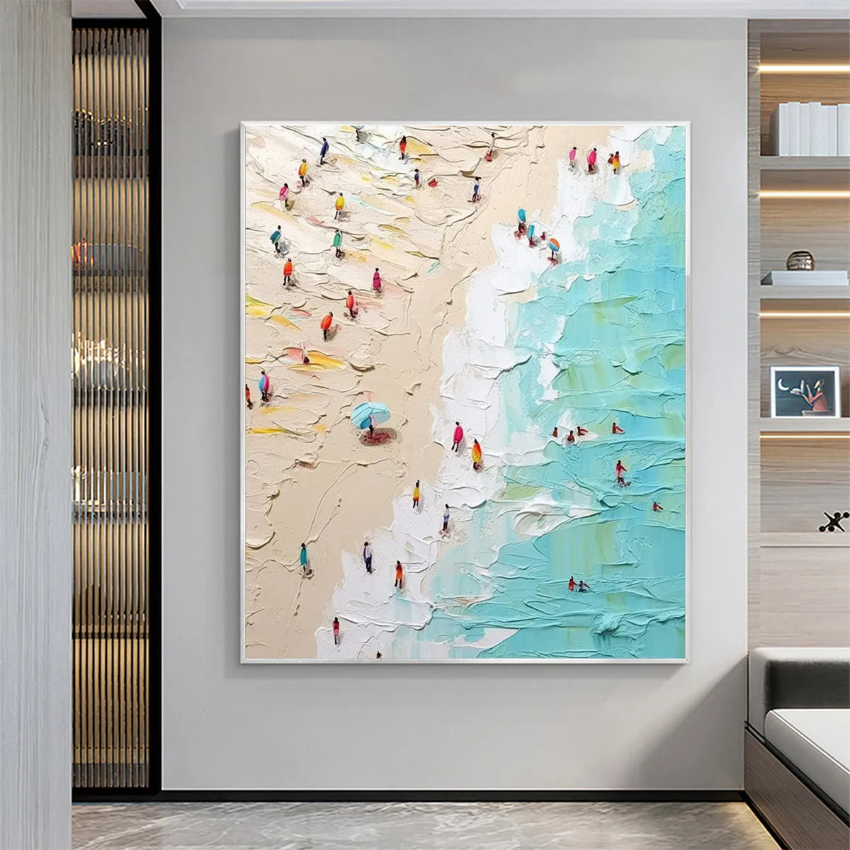 SUMMER HOLIDAY: Colorful Impasto Beach Scene Oil Painting - Image 7
