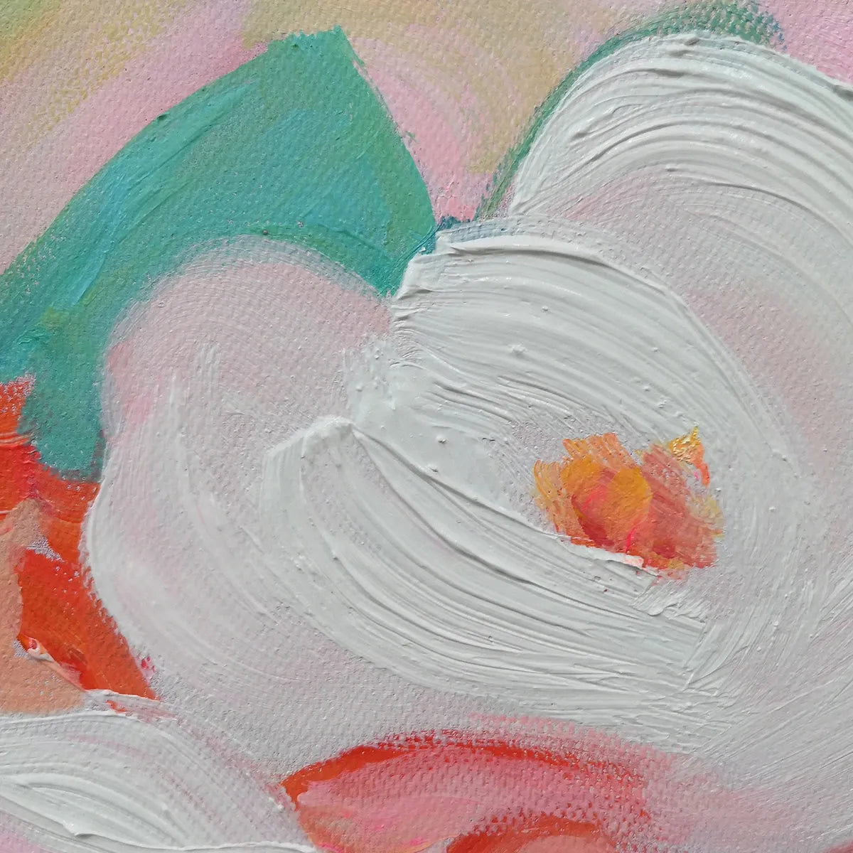 SECRET GARDEN: Square Impressionistic Floral Oil Painting in Soft Hues - Image 3