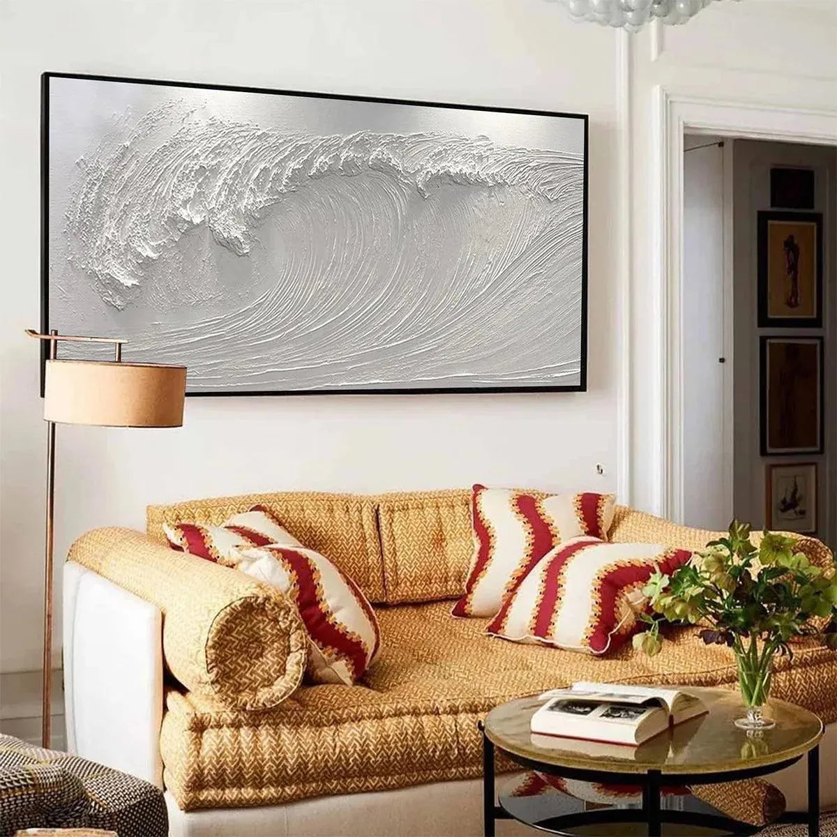FROZEN TIDE: Textured White Wave Painting - Image 4