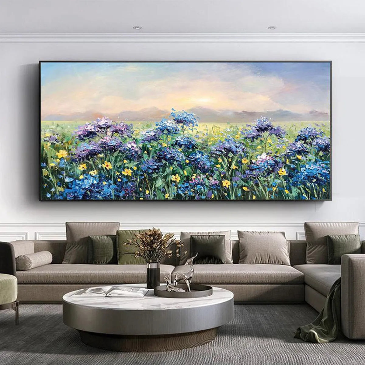 BLUE RIDGE DAWN: Landscape Oil Painting with Hydrangeas and Sunrise - Image 2