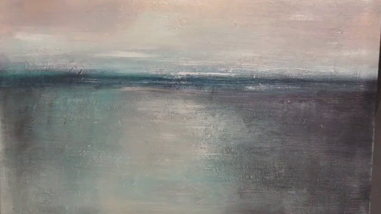 SERENE HORIZON: Panoramic Seascape Painting, Horizontal Wall Art - Image 2