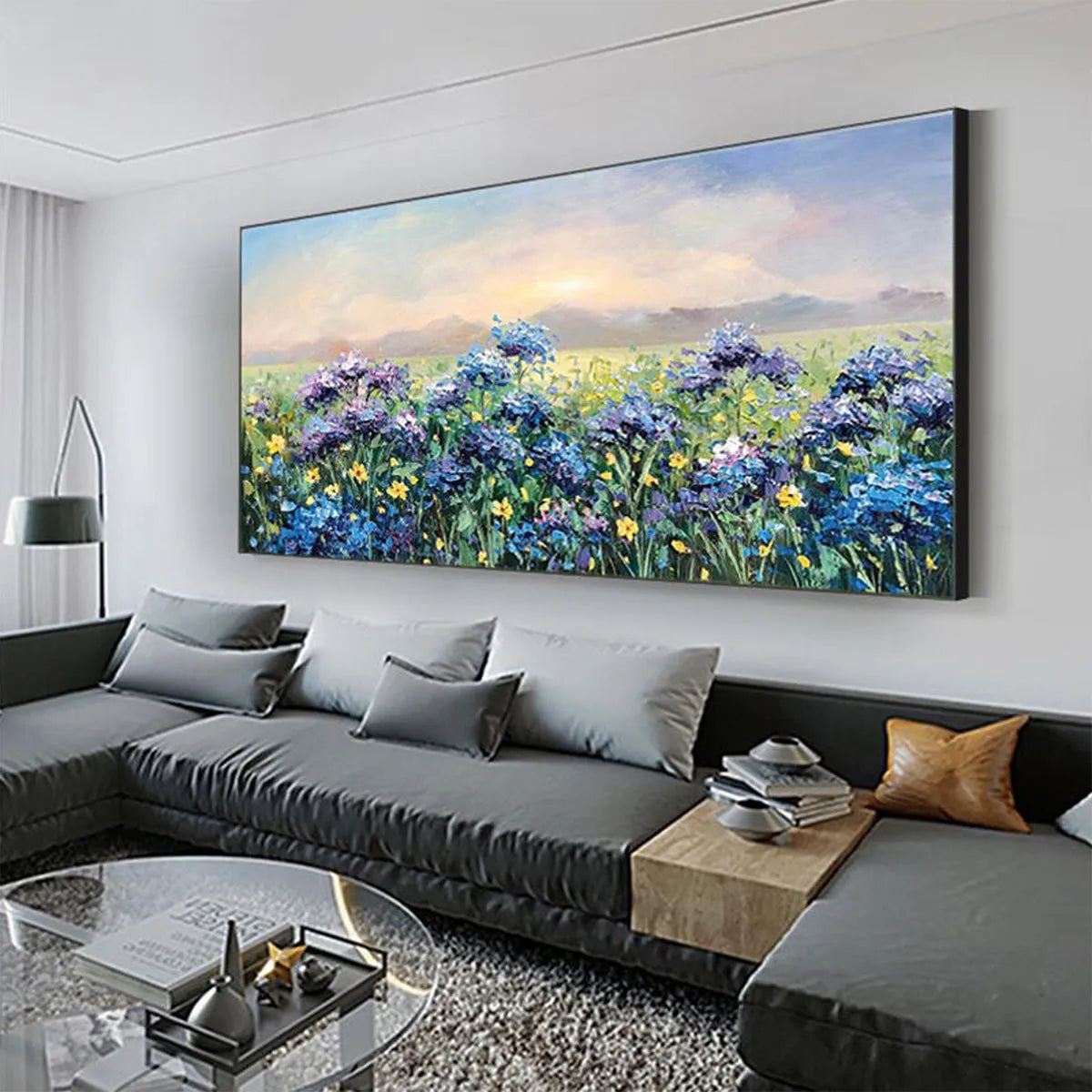 BLUE RIDGE DAWN: Landscape Oil Painting with Hydrangeas and Sunrise - Image 5