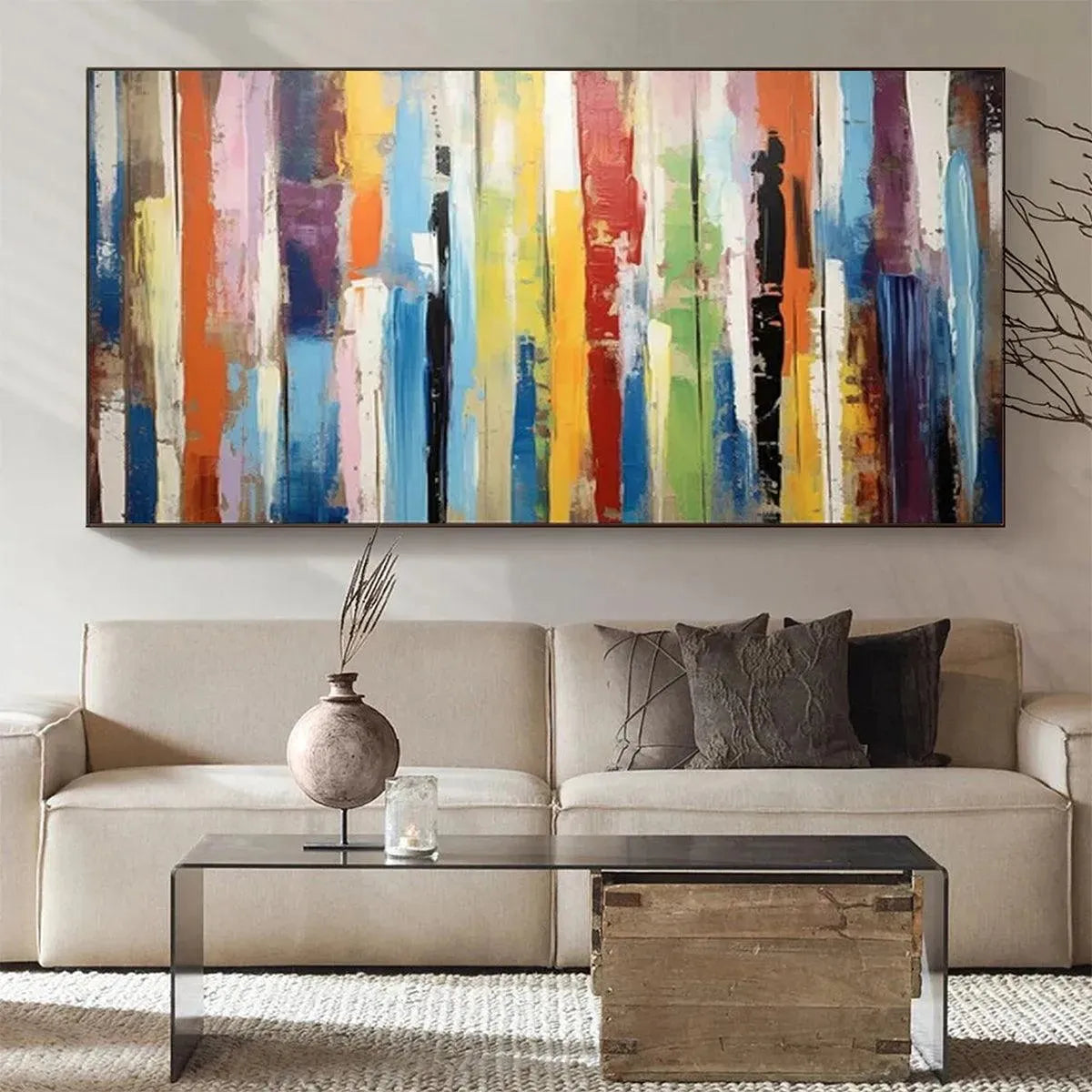 COLOR HARMONY: Abstract Painting with Colorful Vertical Stripes - Image 4