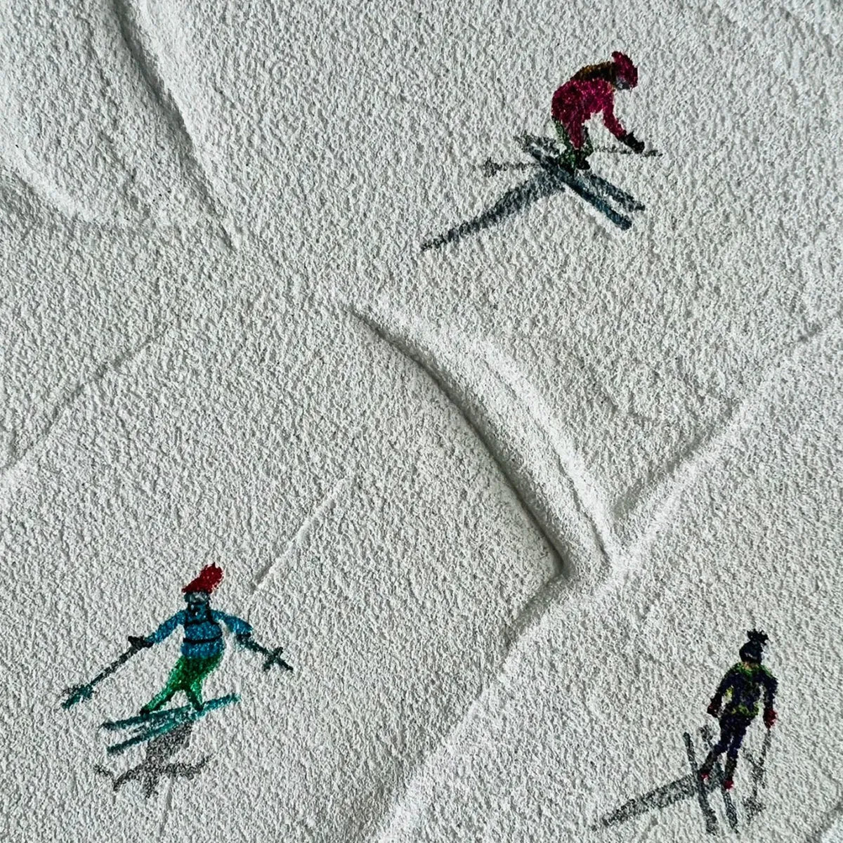 WINTER RHAPSODY: Minimalist Skiing Painting on Textured Canvas - Image 3