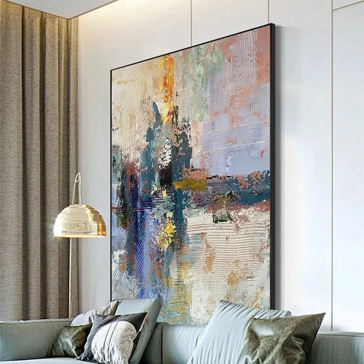 HAZY SKIES: Colorful Abstract Painting, Textured Wall Art, Vertical Canvas, Modern Art - Image 6