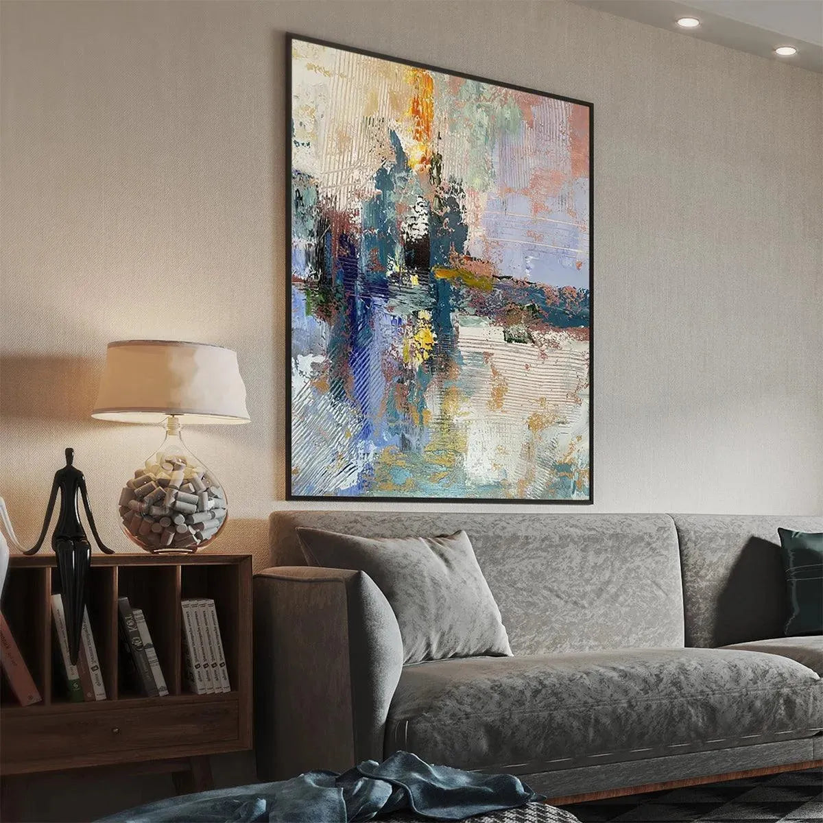 HAZY SKIES: Colorful Abstract Painting, Textured Wall Art, Vertical Canvas, Modern Art - Image 7
