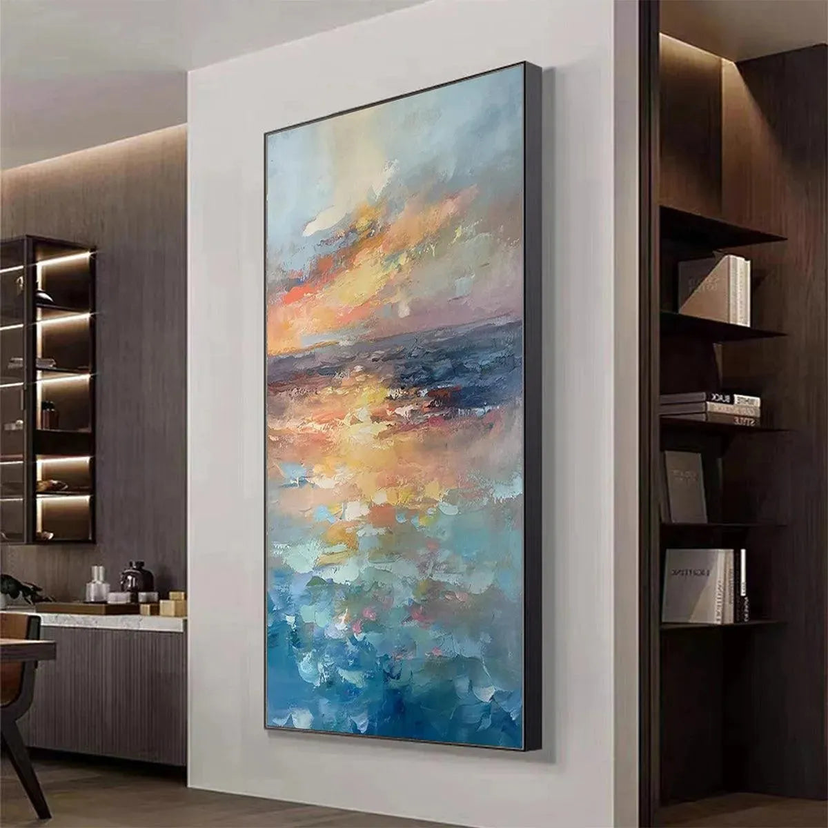 GOLDEN HOUR SEASCAPE: Ocean Painting, Sunset Wall Art, Impasto Texture, Vertical Canvas - Image 4