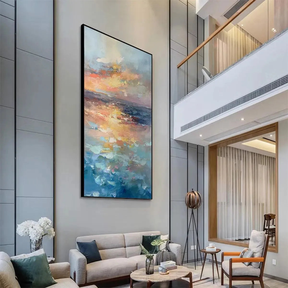 GOLDEN HOUR SEASCAPE: Ocean Painting, Sunset Wall Art, Impasto Texture, Vertical Canvas - Image 5